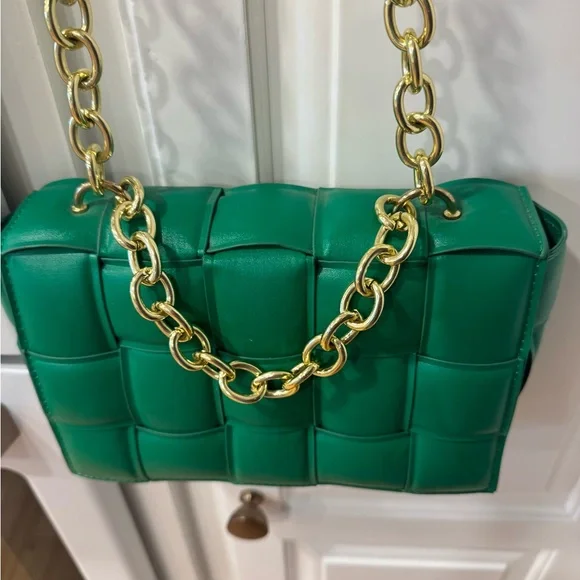 Green Woven Leather Shoulder Bag - Picture 4 of 14